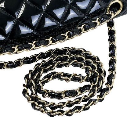 Medium Classic Double Flap Patent Black GHW