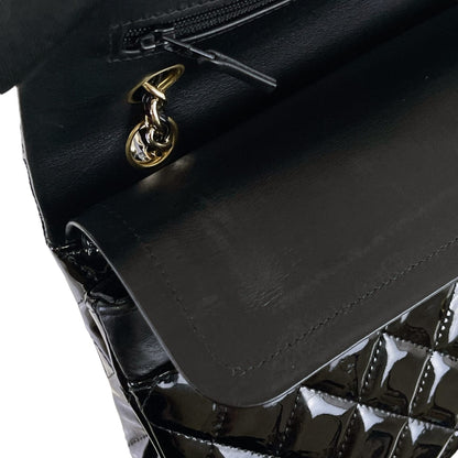 Medium Classic Double Flap Patent Black GHW