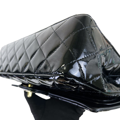 Medium Classic Double Flap Patent Black GHW