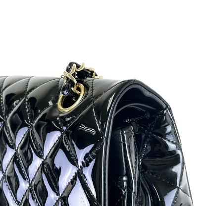 Medium Classic Double Flap Patent Black GHW