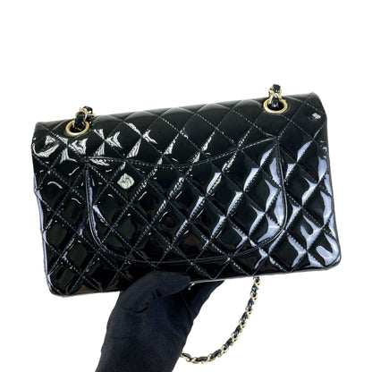 Medium Classic Double Flap Patent Black GHW