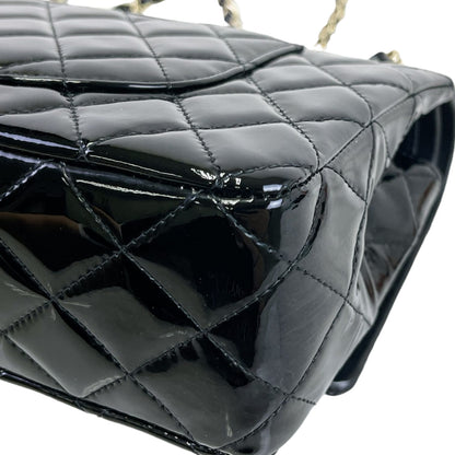 Medium Classic Double Flap Patent Black GHW