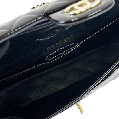 Medium Classic Double Flap Patent Black GHW