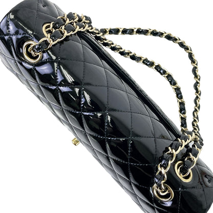 Medium Classic Double Flap Patent Black GHW