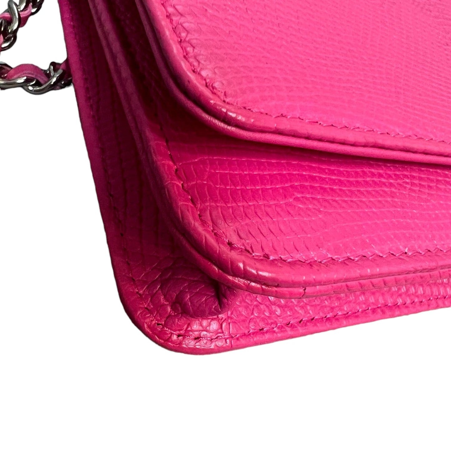 Wallet on Chain WOC Lizard Leather Hot Pink SHW