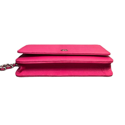 Wallet on Chain WOC Lizard Leather Hot Pink SHW