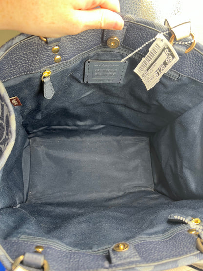 HANDBAG DESIGNER by COACH In BLUE & CREAM, Size: LARGE