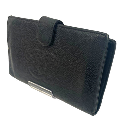 Chanel Long Wallet Leather BLK Caviar Vintage