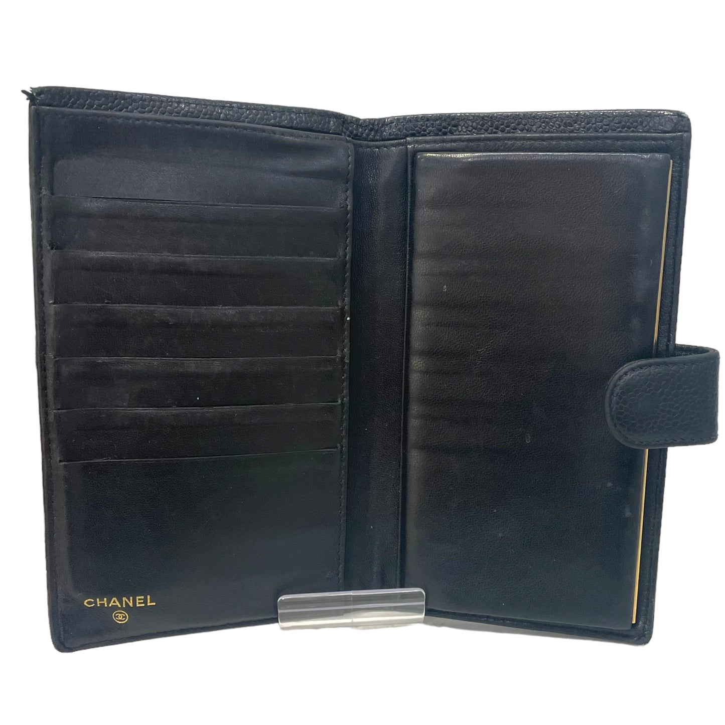 Chanel Long Wallet Leather BLK Caviar Vintage