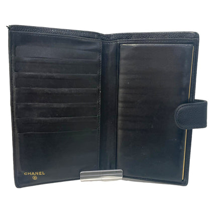 Chanel Long Wallet Leather BLK Caviar Vintage