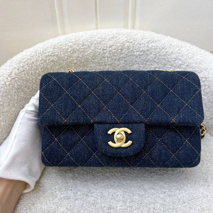 Chanel Mini Rectangle Classic Flap in 25C Dark Blue Denim and AGHW (Model: A69900)