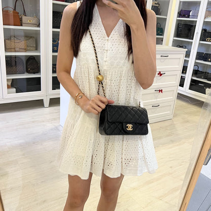 Chanel Pearl Crush Mini Rectangle Flap in 24K Black Stiff Lambskin and AGHW (AS1787)