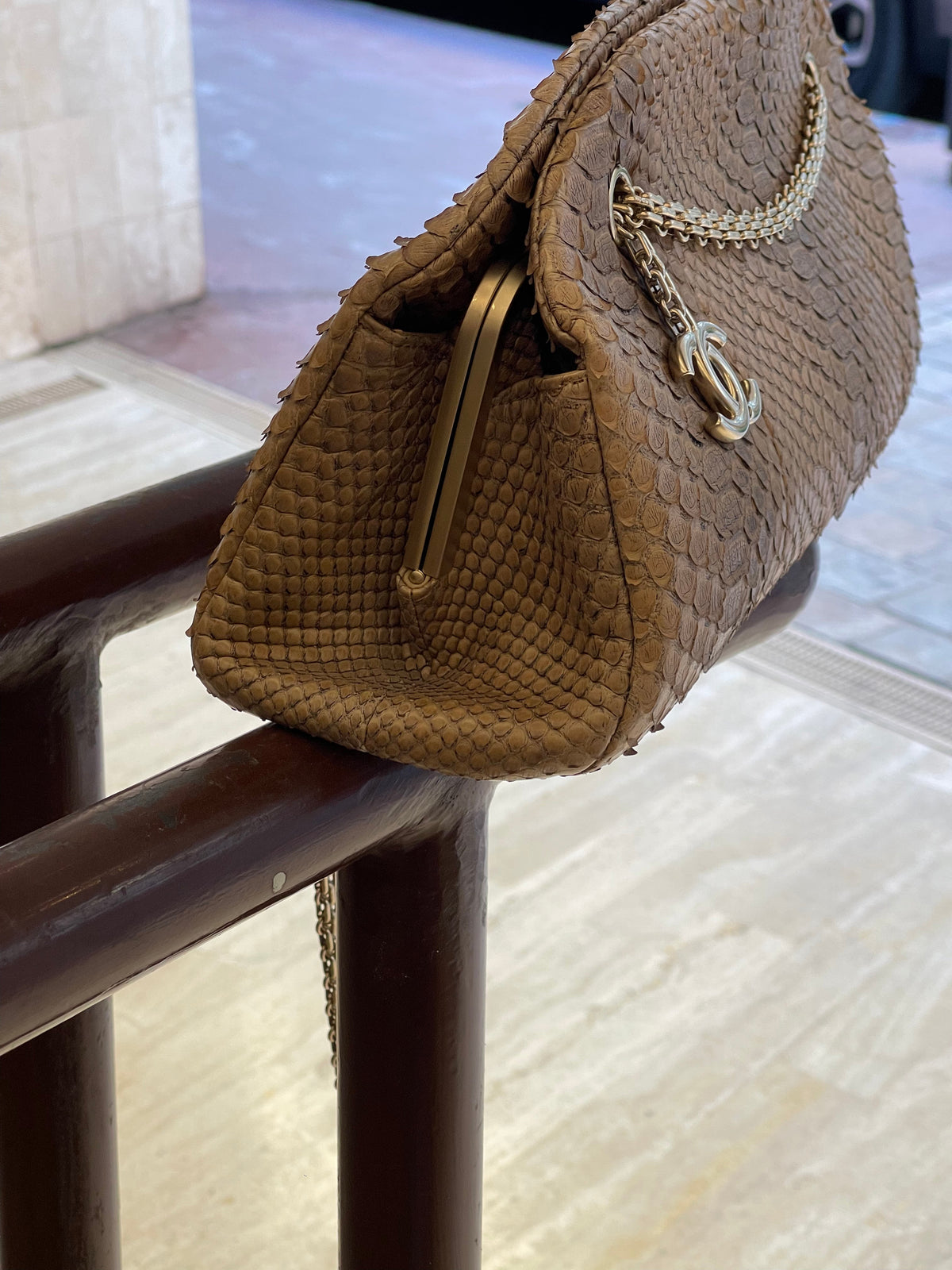 Chanel - sac mademoiselle python beige