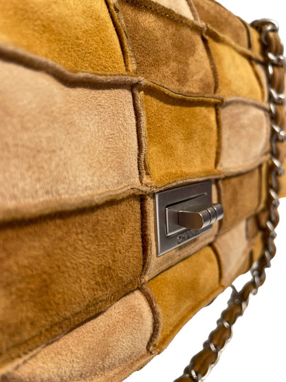 Chanel Cross Body Bag Border Suede BEG