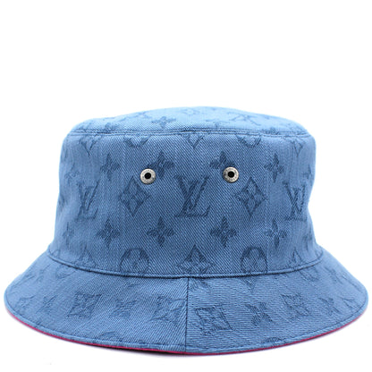 Louis-vuitton Monogram Essential Blue Bucket Hat