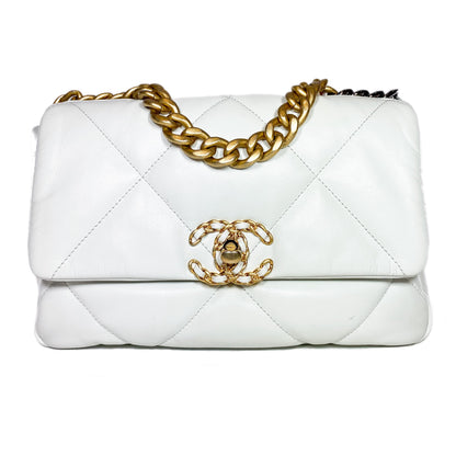 Chanel 19 White Medium Flap Bag