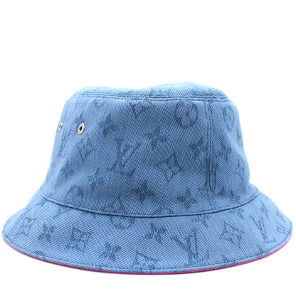 Louis-vuitton Monogram Essential Blue Bucket Hat