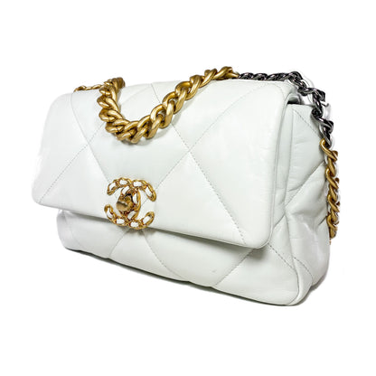 Chanel 19 White Medium Flap Bag
