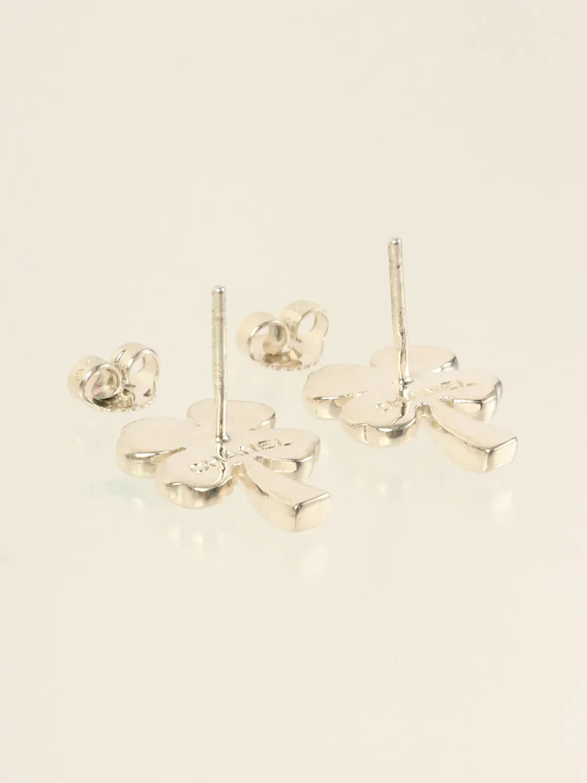 Chanel Clover Pierced Earrings Silver