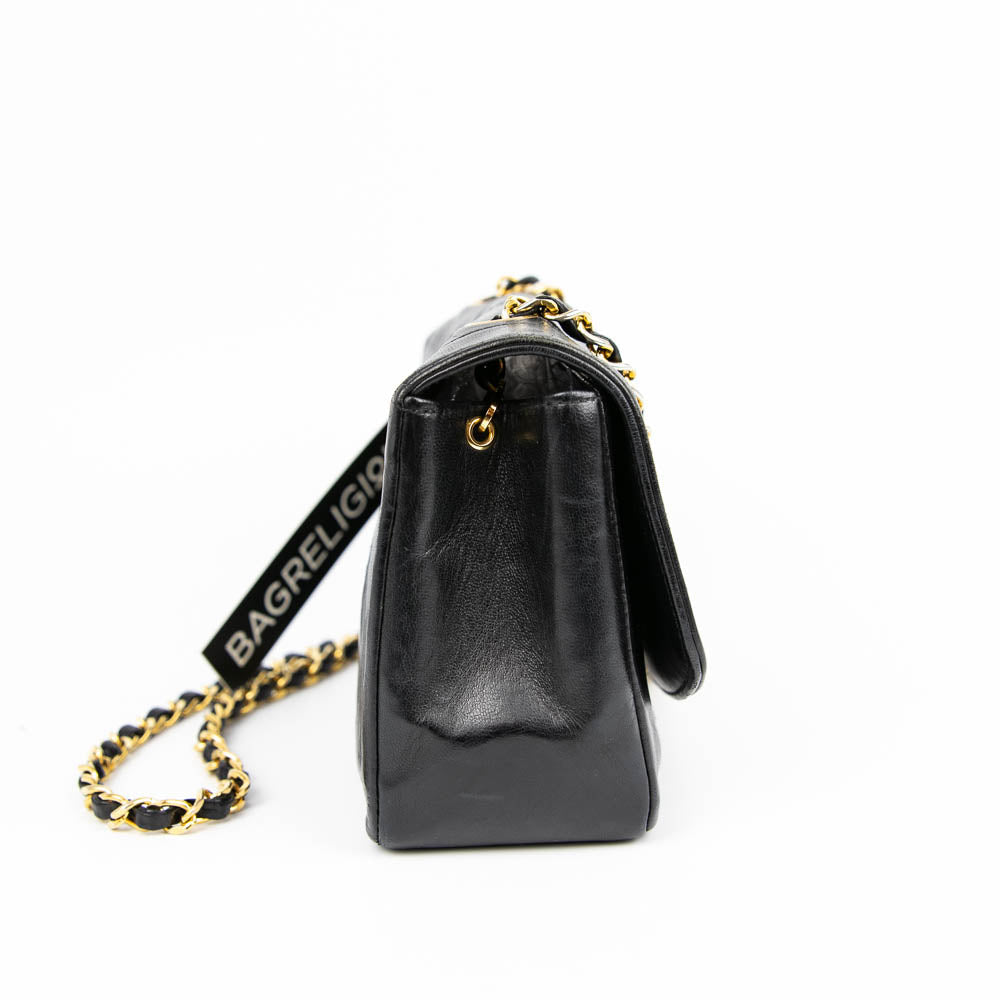 Small Classic Diana flap Black Lambskin GHW