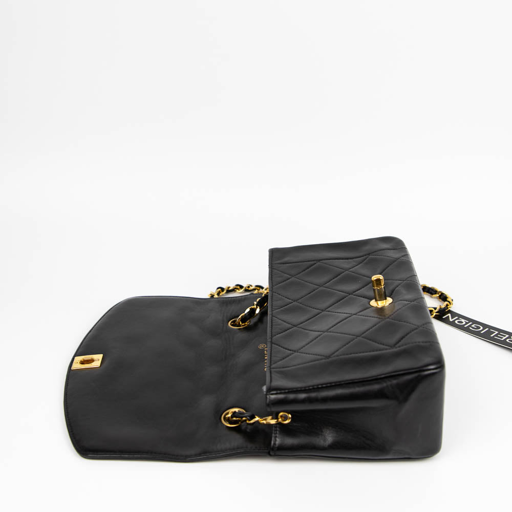 Small Classic Diana flap Black Lambskin GHW