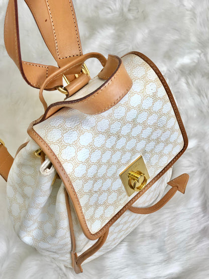 CELINE Macadam Gancini Backpack White Vintage Old Celine g252jj