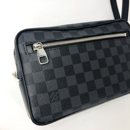 Louis-Vuitton Kasai Clutch Damier Graphite Leather Men's