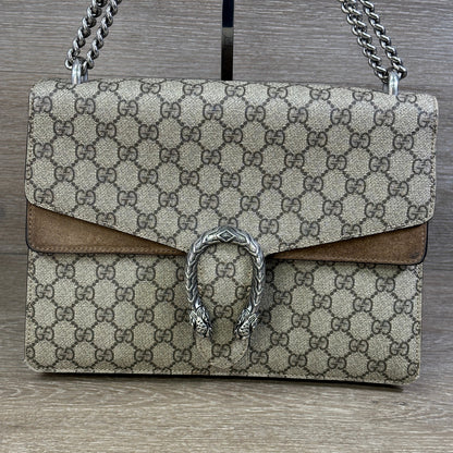 Gucci GG Supreme Monogram Medium Dionysus Shoulder Bag Taupe