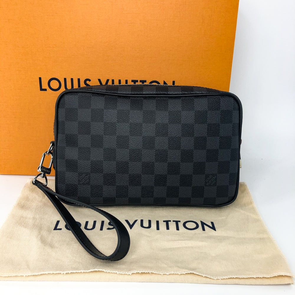 Louis-Vuitton Kasai Clutch Damier Graphite Leather Men's