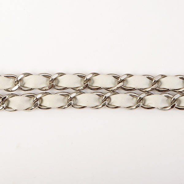Chanel Around 2007 Made Dotted Cutout Design Cc Mark Charm Chain Shoulder Bag White/Silver