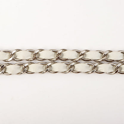 Chanel Around 2007 Made Dotted Cutout Design Cc Mark Charm Chain Shoulder Bag White/Silver