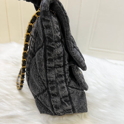 Chanel Maxi Flapbag in Black Washed Denim and AGHW (Model: AS5727)
