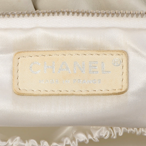 Chanel Around 2007 Made Dotted Cutout Design Cc Mark Charm Chain Shoulder Bag White/Silver