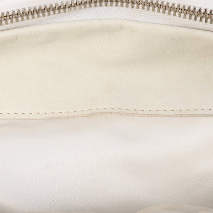 Chanel Around 2007 Made Dotted Cutout Design Cc Mark Charm Chain Shoulder Bag White/Silver