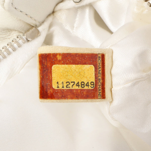 Chanel Around 2007 Made Dotted Cutout Design Cc Mark Charm Chain Shoulder Bag White/Silver