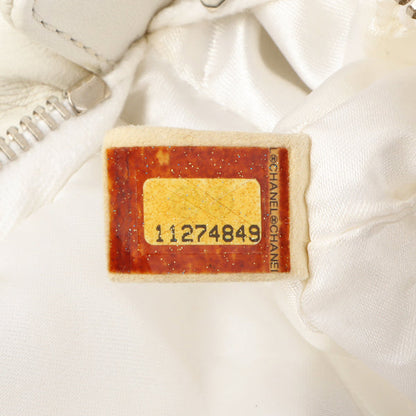 Chanel Around 2007 Made Dotted Cutout Design Cc Mark Charm Chain Shoulder Bag White/Silver