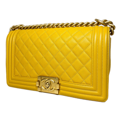 Chanel Mustard Old Medium Boy Bag