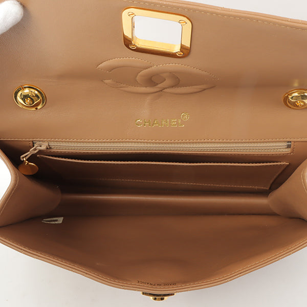 Chanel Around 1990 Made Square Cc Mark Push Lock Shoulder Bag Amber