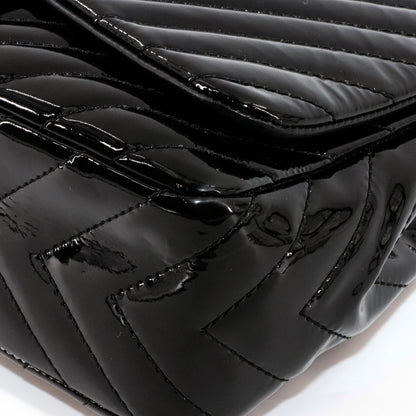 Classic Jumbo in Chevron Patent Leather with SWH Black