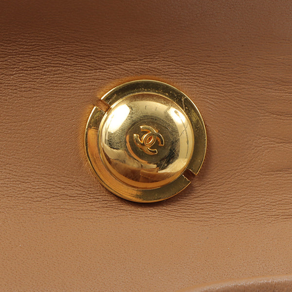 Chanel Around 1990 Made Square Cc Mark Push Lock Shoulder Bag Amber