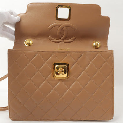 Chanel Around 1990 Made Square Cc Mark Push Lock Shoulder Bag Amber