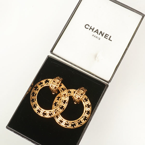 Chanel 1990 Made Coco Mark Hoop Earrings