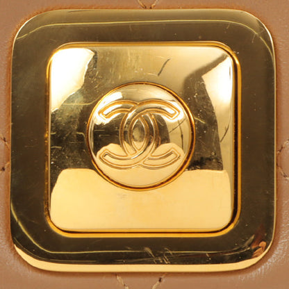 Chanel Around 1990 Made Square Cc Mark Push Lock Shoulder Bag Amber
