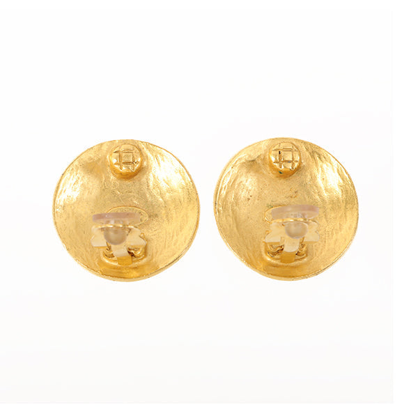 Chanel 1995 Made Round Design Cc Mark Earrings