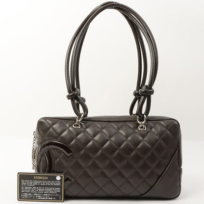 Chanel Around 2007 Made Cambon Boston Bag Dark Brown