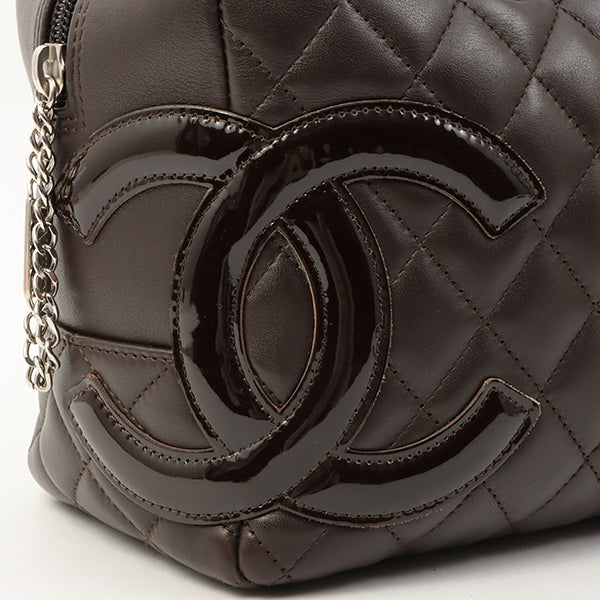 Chanel Around 2007 Made Cambon Boston Bag Dark Brown