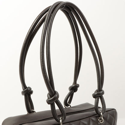 Chanel Around 2007 Made Cambon Boston Bag Dark Brown