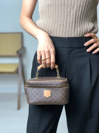 CELINE  Handbag Vanity bag Brown Vintage rd6s42