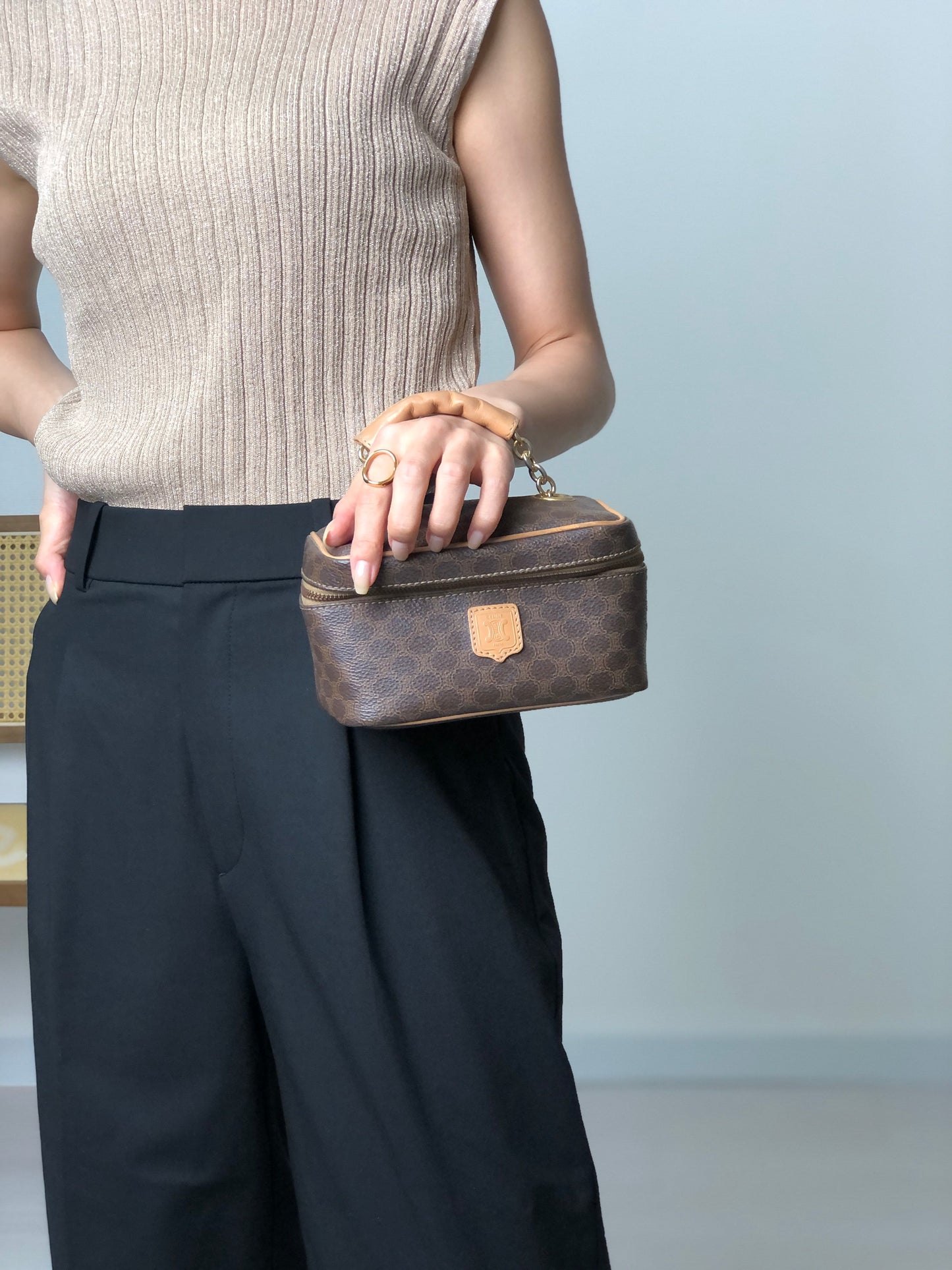 CELINE  Handbag Vanity bag Brown Vintage rd6s42