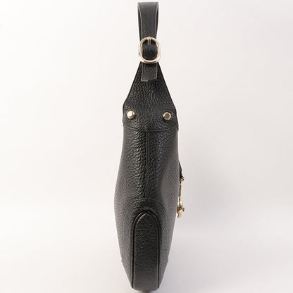 Gucci Calf Skin Logo Plate Jackie Shoulder Bag Black
